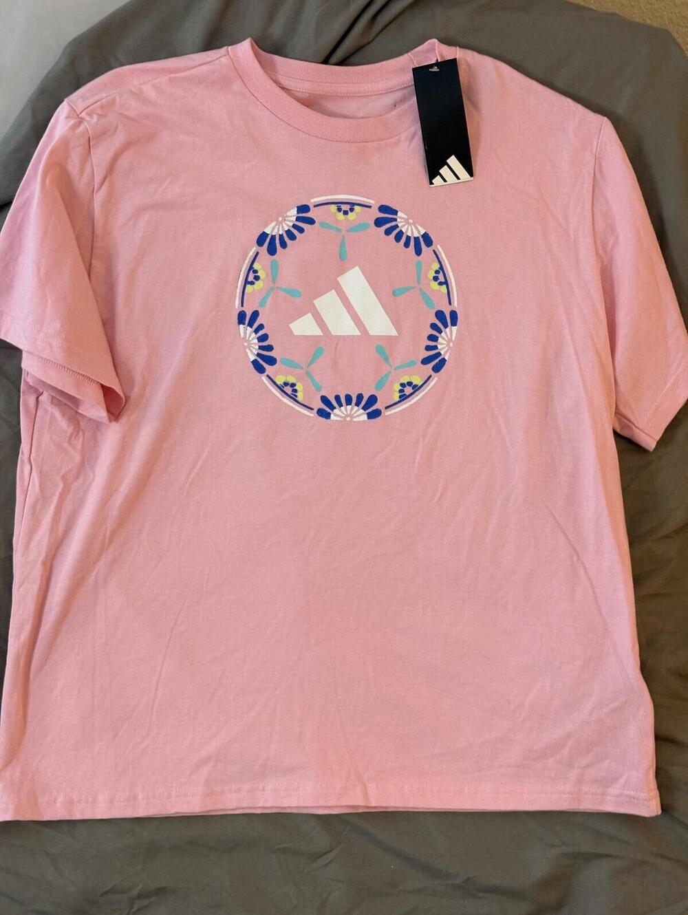 adidas Pink Graphic Logo T-Shirt with Tags - Picture 14 of 15